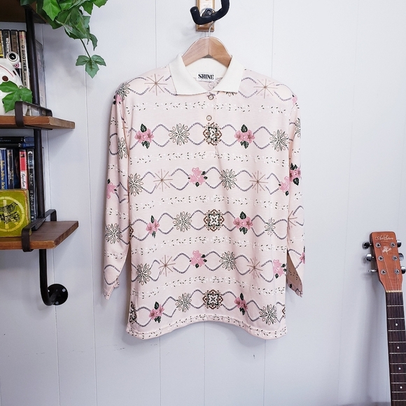 Vintage 80s Pink Preppy Polo Top Shirt 1980s Feminine - Picture 1 of 9